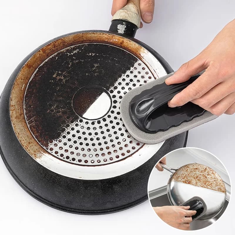 Magic sponge brush, rubber cleaner, kitchen, bathroom, rust, strong decontamination, cleaning tools with handle, household utensils