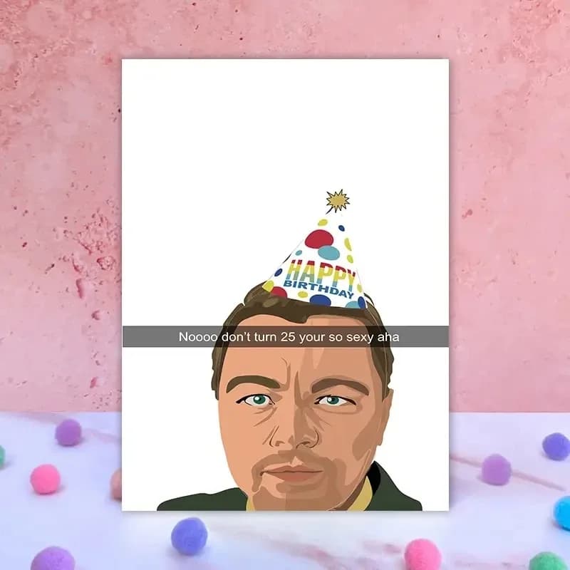 Biglietto d'auguri divertente, biglietto creativo con motivo di un uomo che indossa un cappello, biglietto di auguri per amici e familiari.