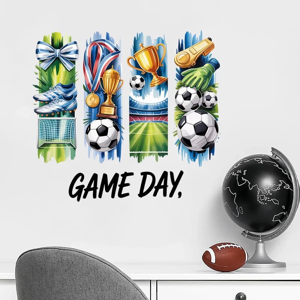 Adesivi murali trofeo partita di calcio, adesivi decorativi per vetrine per finestre, camera da letto, soggiorno, decorazione domestica