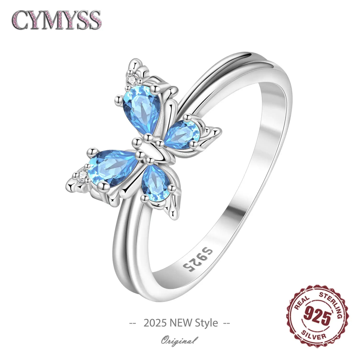 Vendita calda originale S925 sterling silver zirconi anello a farfalla gioielleria raffinata regalo per festa di nozze anelli per bocca di dimensioni chiuse da donna
