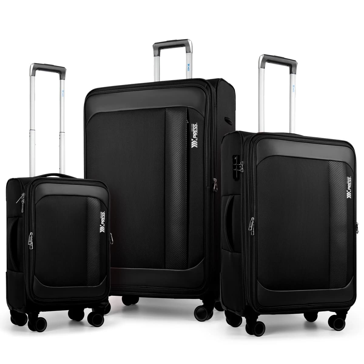 Bagagli Spinner espandibili Soft Shell Set di valigie Softside da 3 pezzi con apertura frontale Valigia leggera e durevole Lucchetto TSA