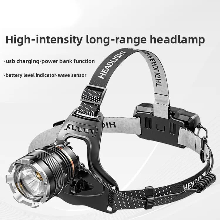 Torcia frontale LED ultra potente con zoom, ricaricabile, ad alta potenza, 1000M, utilizza 2 * 18650, per pesca