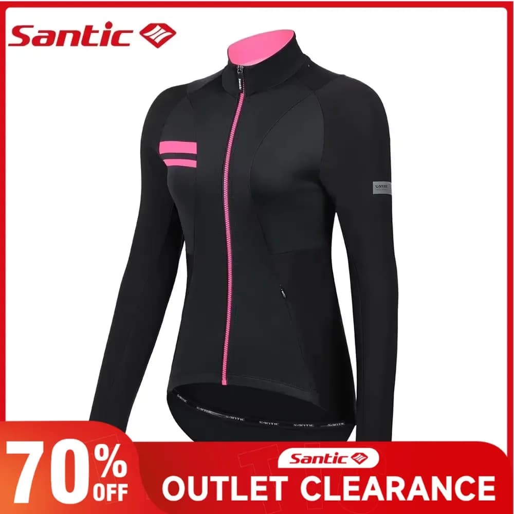 Santic Cappotto da bici in pile da donna Giacche da ciclismo termiche invernali Antivento riflettente Soft Shell Giacca a vento da bicicletta MTB Taglia asiatica