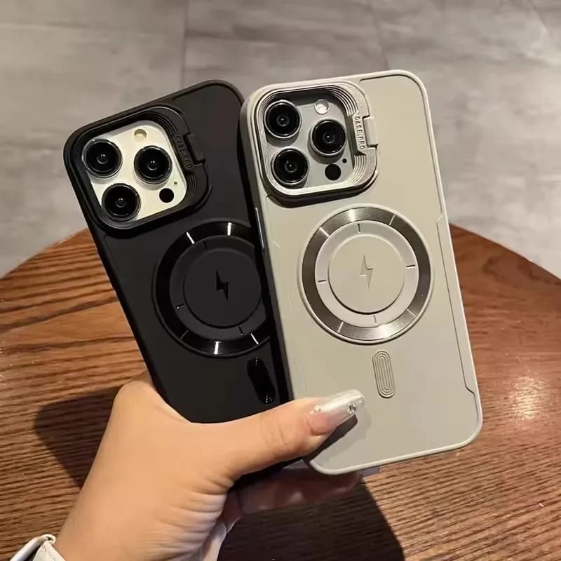 Kickstand Stand Magnetic Phone Case For iPhone 18 17 16 15 14 13 12 11 Pro Max 17 Air Funda Wireless Charging Bumper Soft Cover