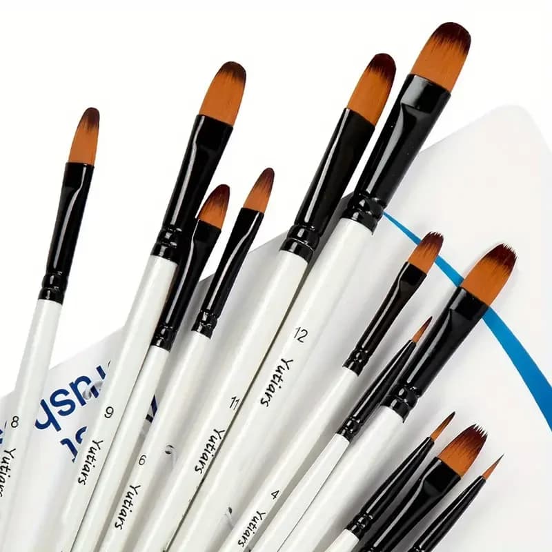 Acrylic Paint Brushes Set, 12pcs Professional Artist Paintbrushes for Acrylic Watercolor Oil Painting, Face Body Nail Art, Craft