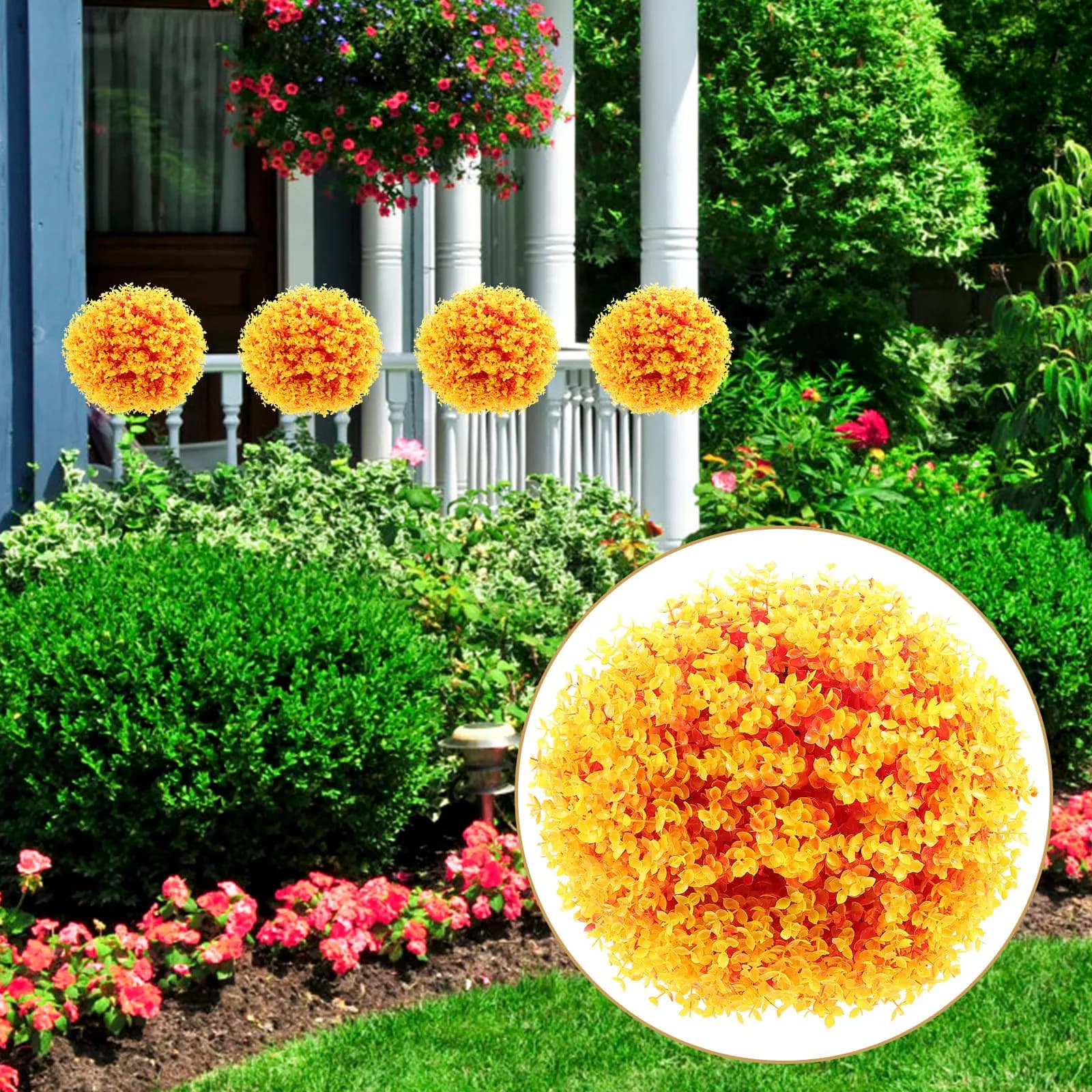 Palla di Piante Artificiali con Foglie di Eucalipto, Decorazione Topiaria Senza Manutenzione per Interni ed Esterni, Erba Simulata, Ornamento Fai-da-Te