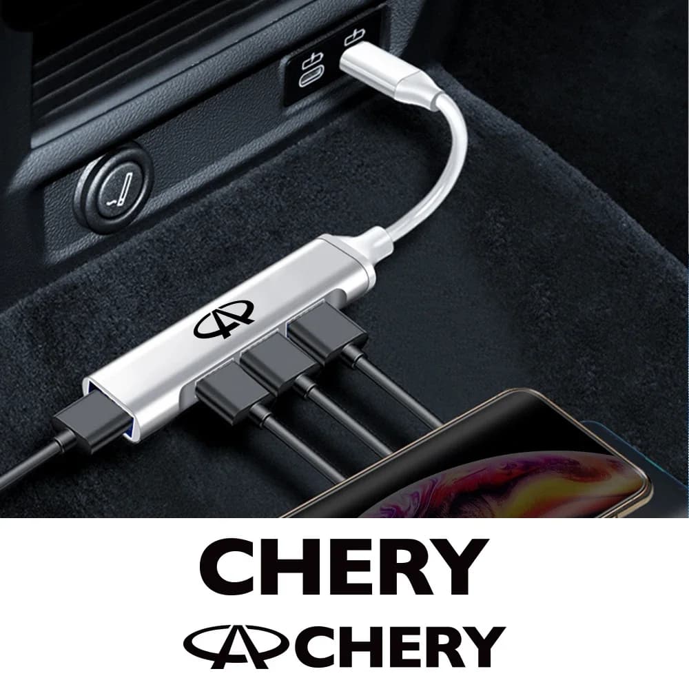 4 In 1 Car USB HUB Charger cavo di alimentazione tipo C accessori per auto per Chery Tiggo 2 3 7 4 5x Kimo Qq6 s21 Qq3 freni s11 A3 A5 Indis