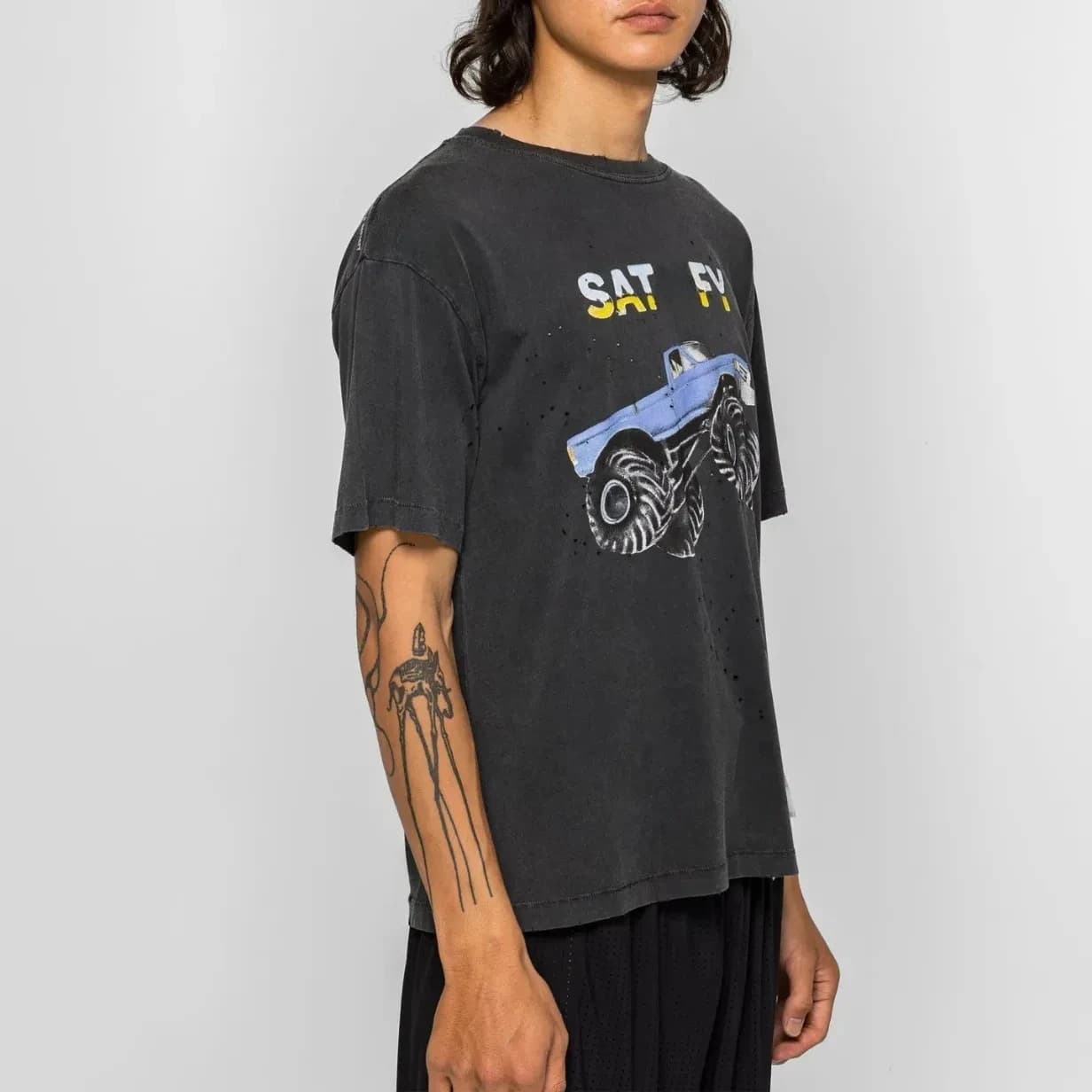 2026 New Satfy MothTech Truck Off-Road Truck Print Old Wash Short Sleeve T-Shirt