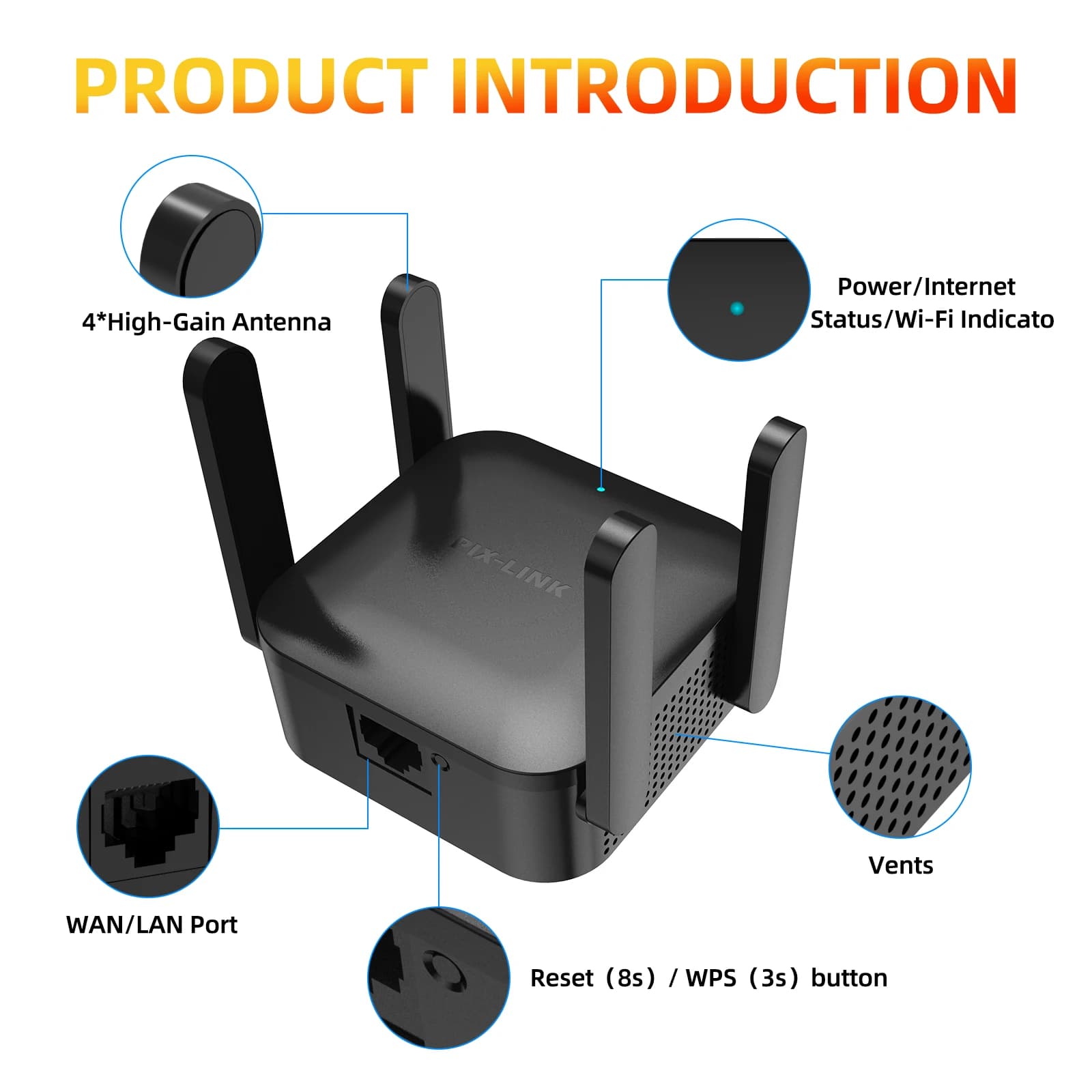 Mini Repeater 2.4G/5G Dual Band Repeater Whole Home WiFi Coverage Booster 1200Mbps PIX-LINK AP Access Point AC28