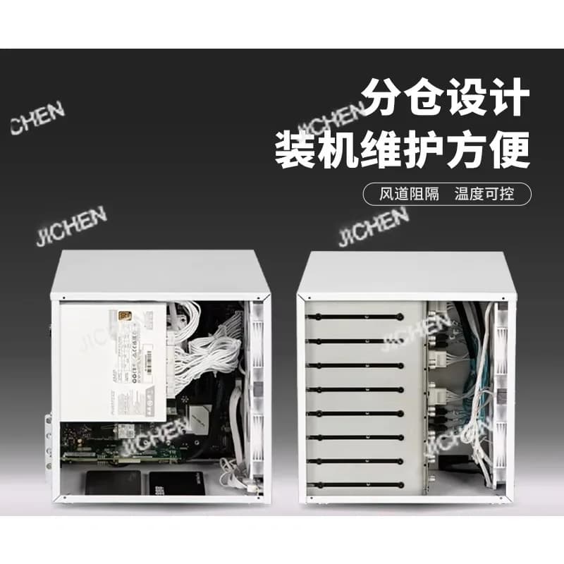 Chassis NAS a 8 Dischi con Scheda Madre MATX, Alimentatore ATX e Backplane SATA, PCIe Full Height per Archiviazione Domestica