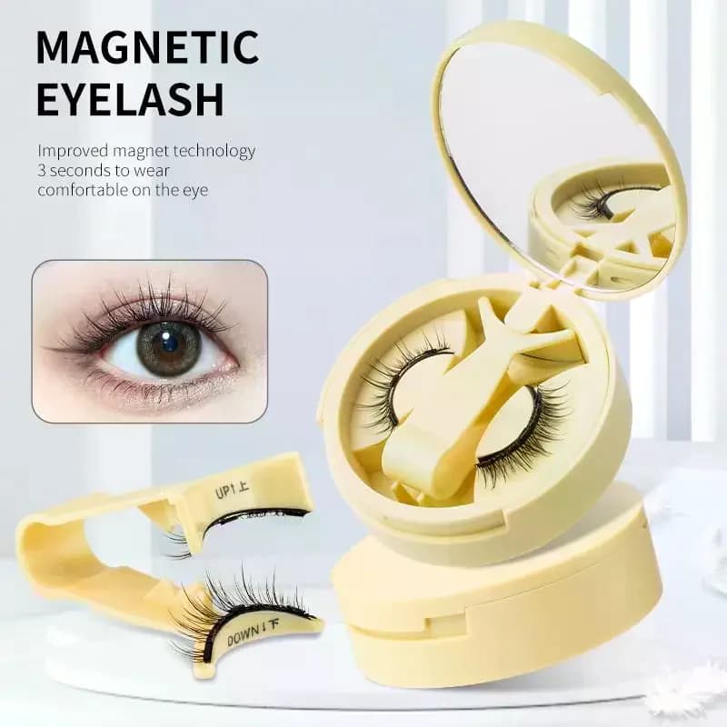 Set di Ciglia Magnetiche Riutilizzabili, 1 Paio, Senza Colla, con Pinzette Magnetiche, Ciglia Finte Ricciute, Strumento per il Trucco