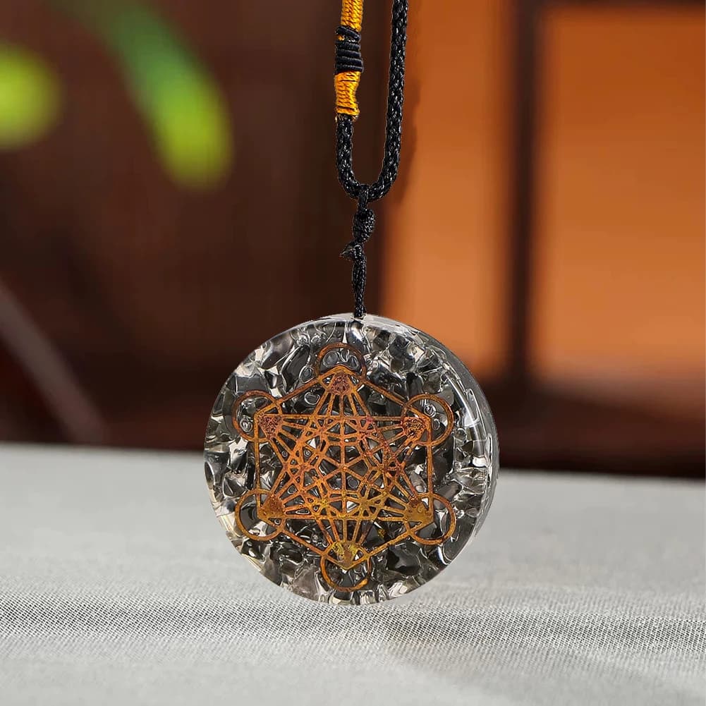 Collane con ciondolo orgonite Cubo di Metatron Ossidiana Pietra schiacciata Guarigione energetica Pendolo Girocollo Gioielli per meditazione Regali