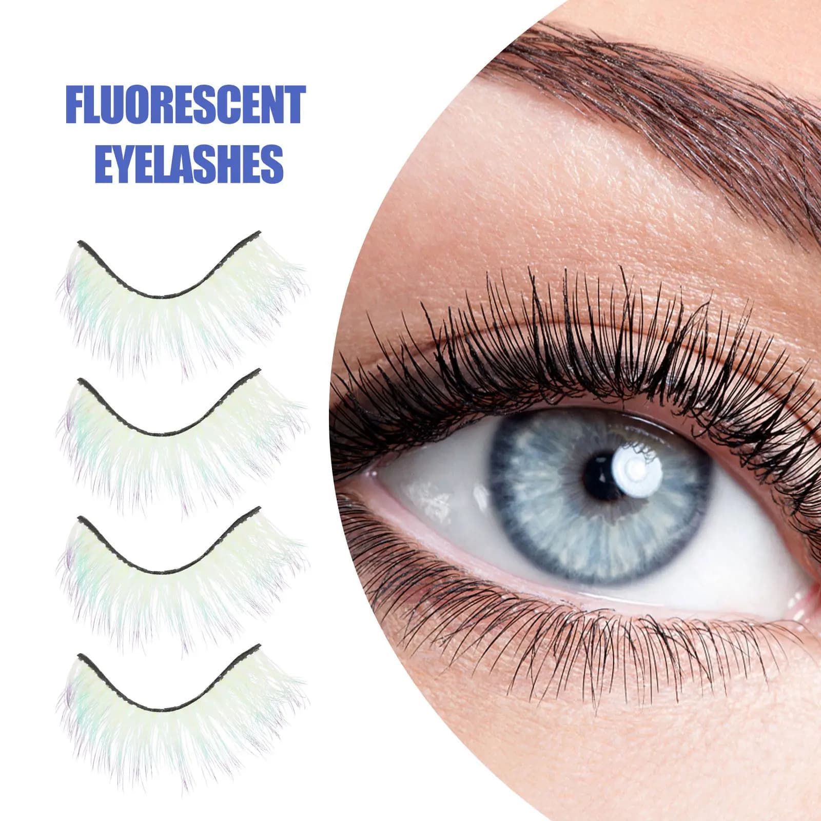 5 pairs of coloured individual fake eyelashes, fluorescent extensions for women, easy to apply, long-lasting, for parties