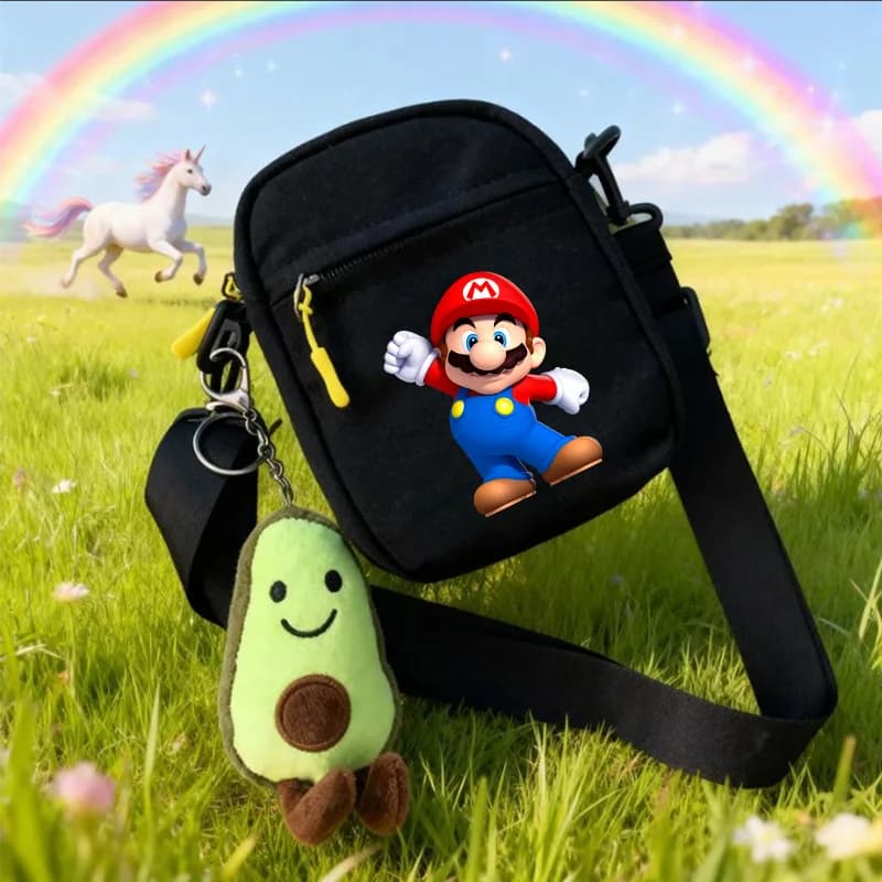 Super Bros Series Shoulder Messenger Bag Cartoon Luigi Print Crossbody Bags Fashion Canvas Satchels Funny Birthday Gifts