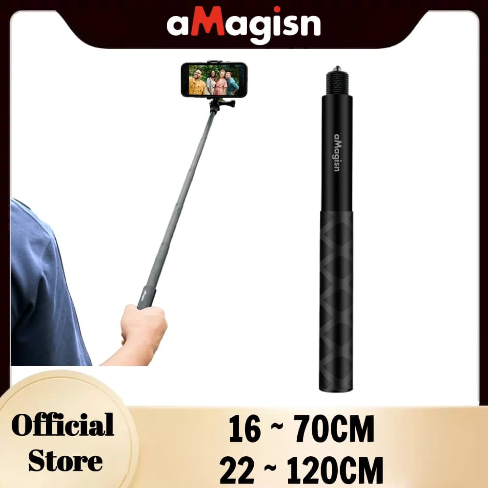 aMagisn Selfie stick invisibile 70 cm 120 cm Monopiede in metallo per Gopro Max / DJI 360 / Insta360 X3 / X4 / X4 Air / X5 Accessori