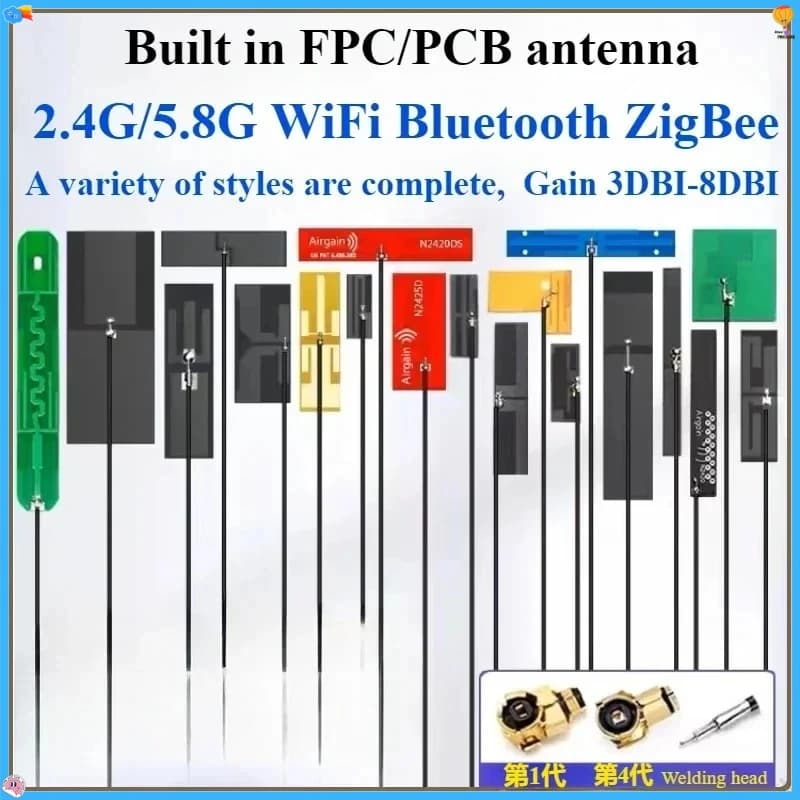 5 Pz/lotto 2.4G 5G 5.8G Doppia Frequenza Con FPC Integrato Bordo Morbido Wifi Bluetooth PCB Patch Antenna Ad Alto Guadagno