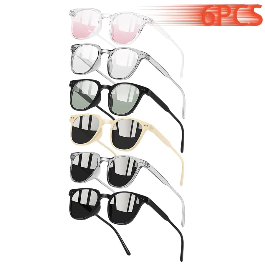 6 Occhiali da Sole Unisex Piccoli Rotondi con Lenti Sfumate Rosa, Stile Blush in Polvere, Classici per Tutte le Stagioni Donna Uomo