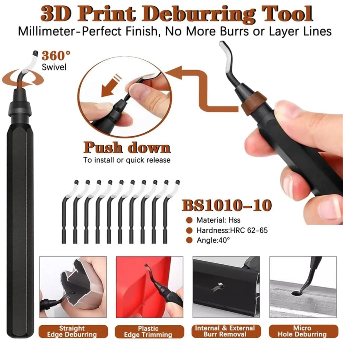 66Pcs 3D Printer Tools Kit for /SLA Printers Deburring Tool, Scrapers, Brushes, Hand Drill, Tweezers & More