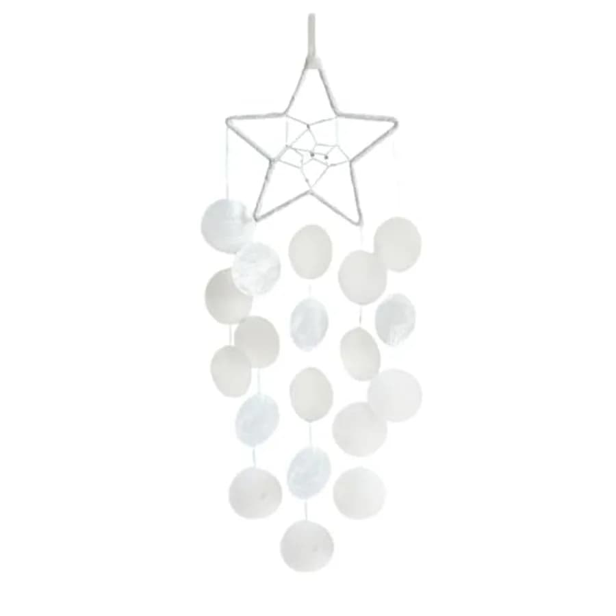 Hanging Wind Chimes for Outside Decoration, Balcony Garden Decor of Star Shaped Capiz Shell Wind Chime, Coastal Style Decor for
