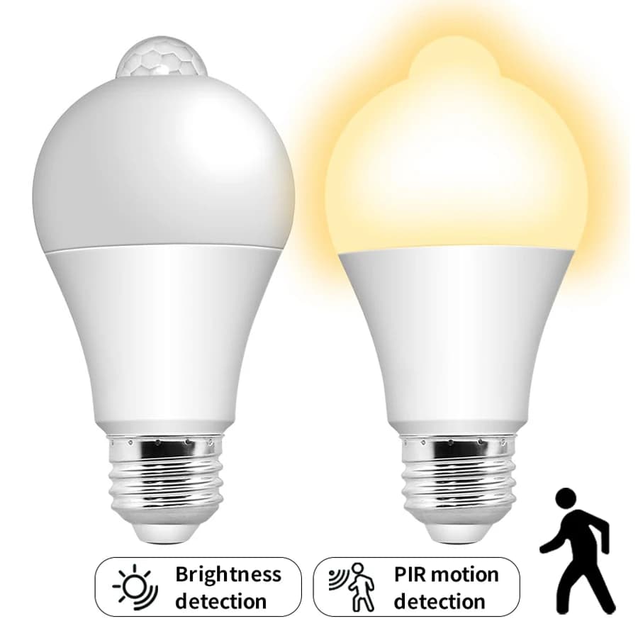 Lampadine LED con Sensore di Movimento E27 B22 12W 15W 18W, Illuminazione dal Tramonto all'Alba per Porta d'Ingresso, Portico, Garage, Seminterrato, Corridoio