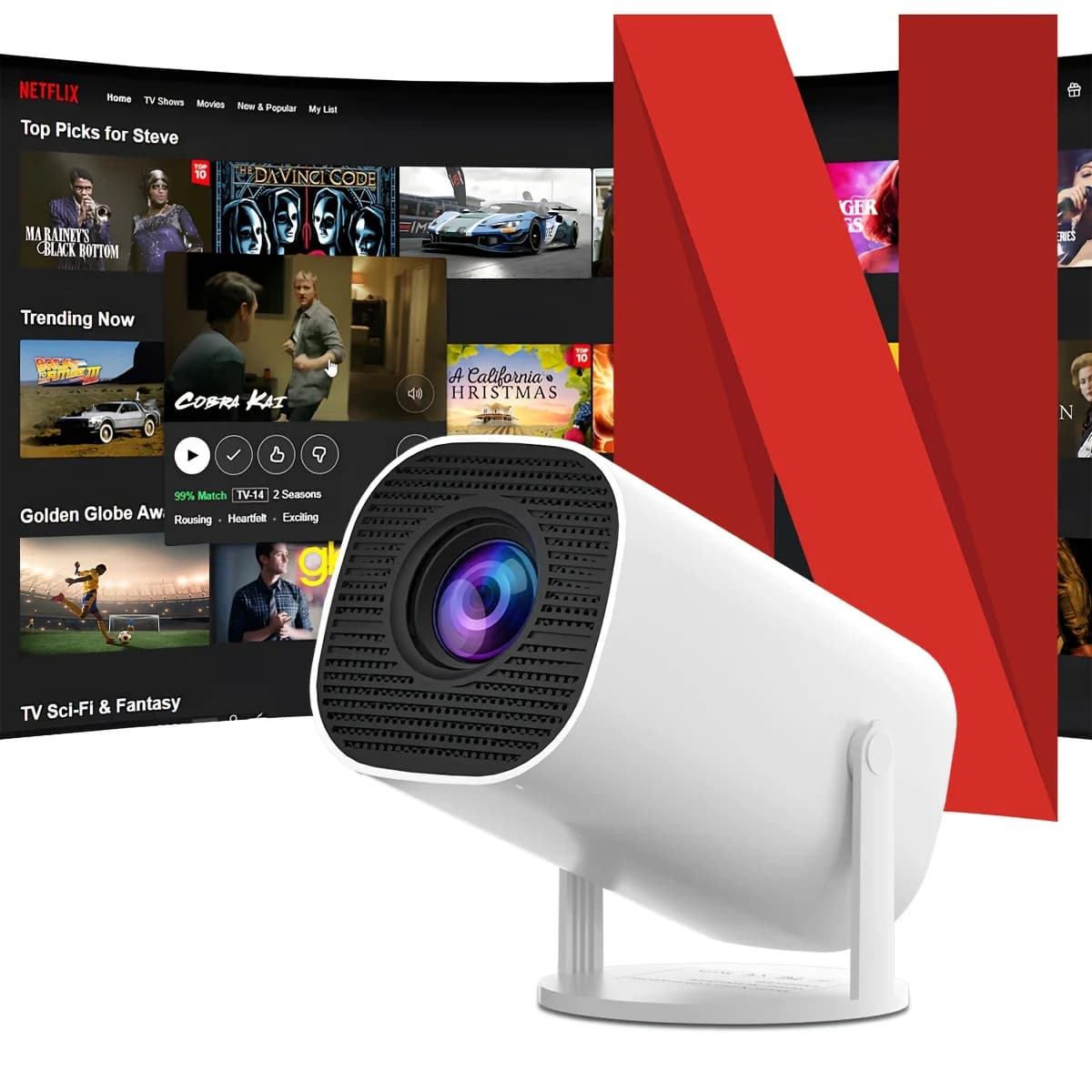 Mini Proiettore con Supporto 4K e 1080P Nativo, Android 11, WiFi 6 e BT 5.0, Compatibile con Airplay e Miracast
