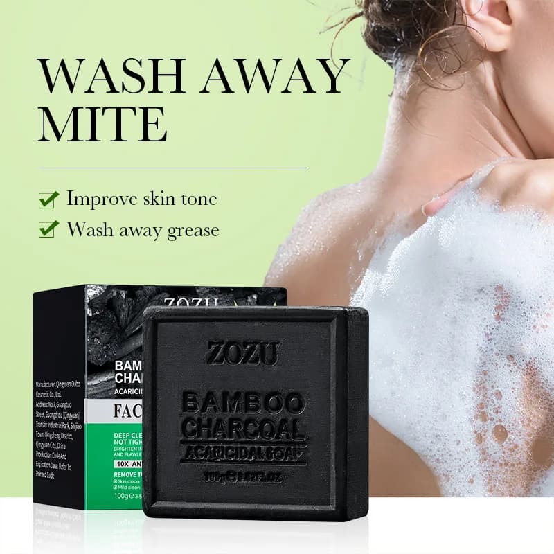 Sapone al carbone di bambù da 100 g Sapone naturale fatto a mano Esfoliante e comedone Sapone all'olio essenziale delicato per il controllo dell'olio