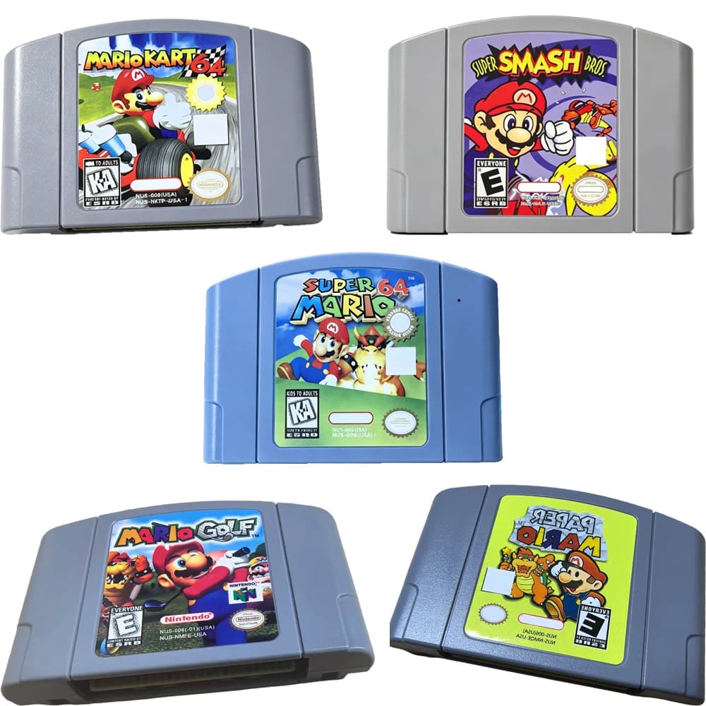 N64 USA NTSC Version 64 Bit Console Video Games Cartridge Super 64 Kart Party Paper Smash Mario Series Collection Gifts Toys