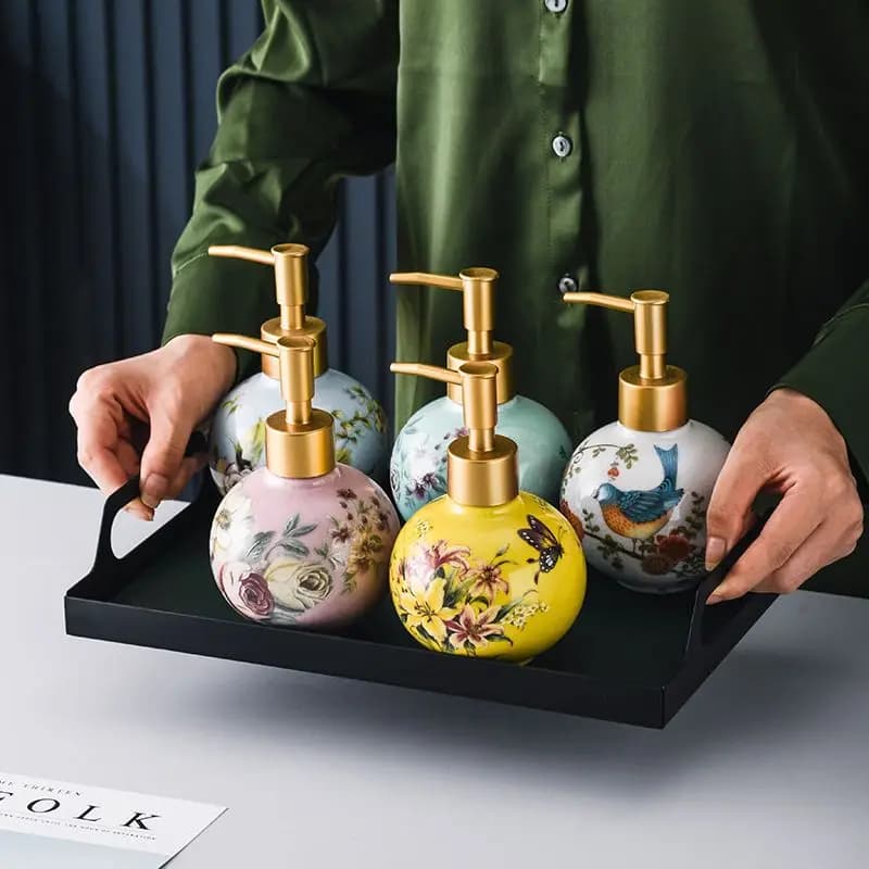 1PC American Style Bathroom Dispenser Bottle Refillable Lotion Pump Ceramic Hand Soap Storage Jar For Washroom