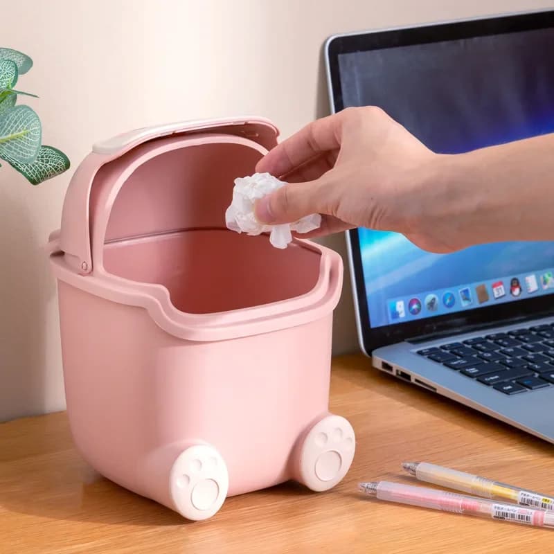 Ins Desktop piccolo cestino della spazzatura cestino della spazzatura camera da letto casa carino pattumiera con coperchio cestino della cucina bagno camera