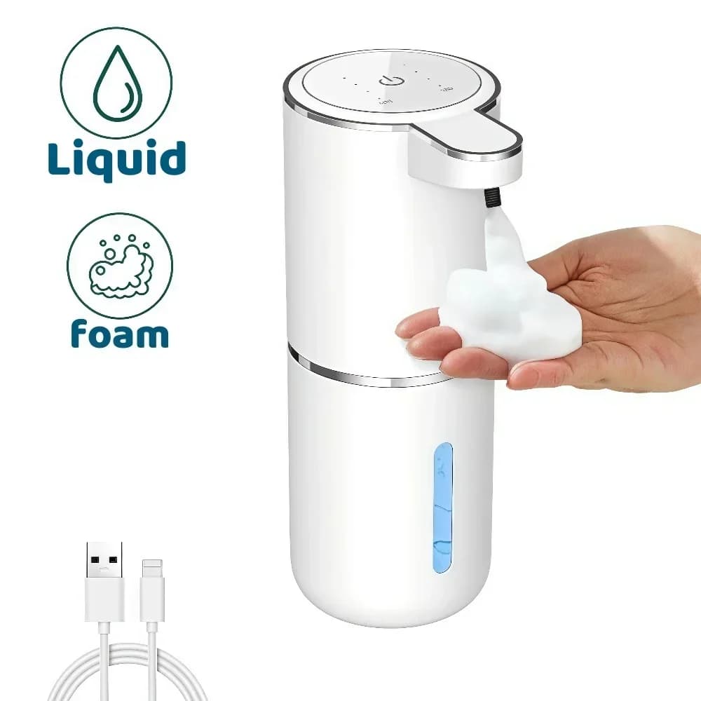 Dispenser Automatico di Sapone Schiumogeno Elettrico Senza Contatto con Ricarica USB e Sensore per Casa, Cucina e Bagno