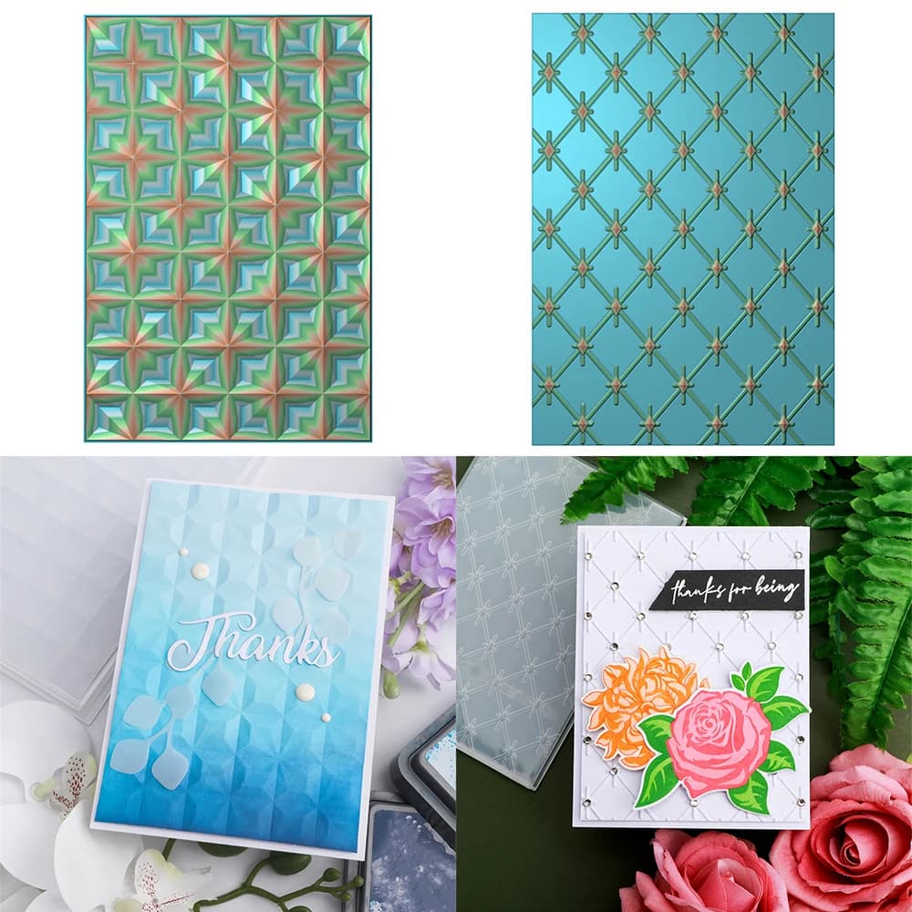2pcs/set 3D Embossing Folder Diamond Grid Stars Abstract Pattern for DIY Scrapbooking Adding Texture Paper Cards Crafts 2025