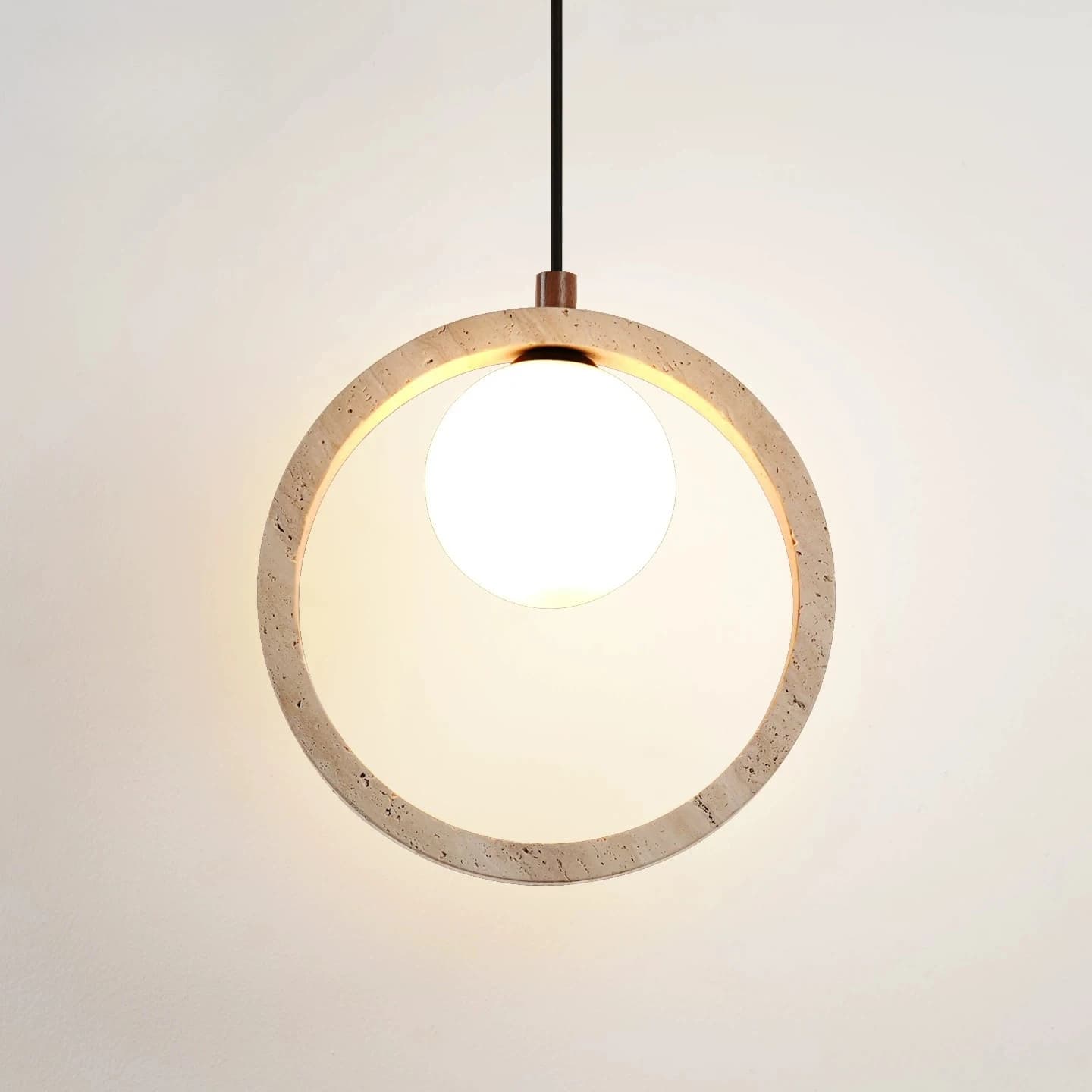 Lampada a Sospensione Wabi-sabi in Travertino per Sala da Pranzo, Camera da Letto, Comodino, Bar, Portico, Stile Giapponese Antico
