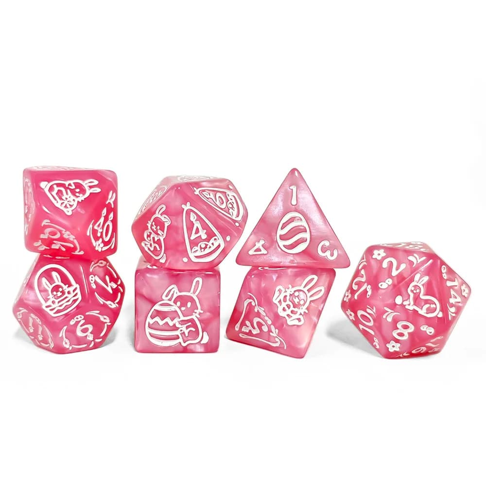 7Pcs/set Acrylic Material Rabbit Theme Window Dice Set for Dungeons and Dragons Games Kids and Adults Games Entertainment Toys