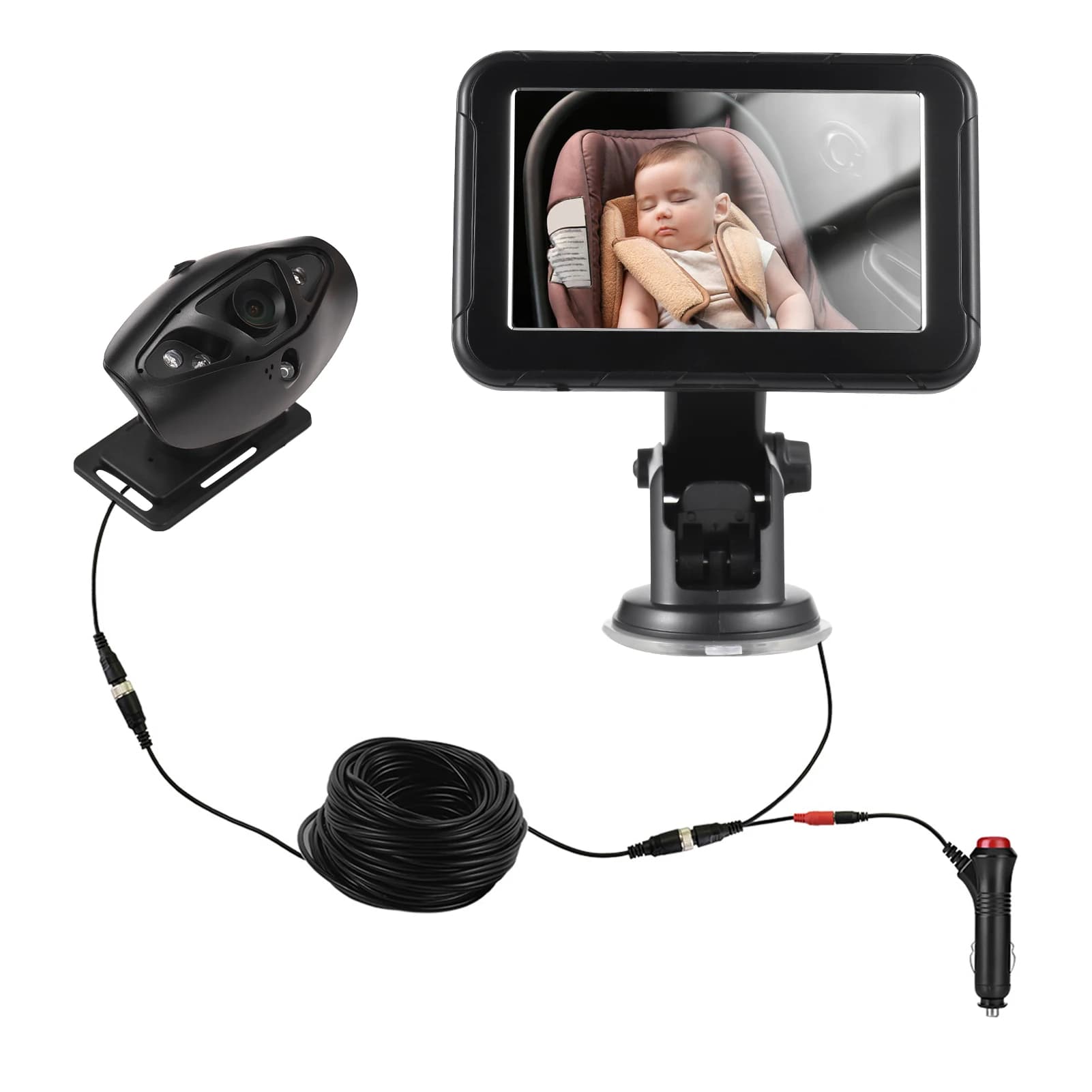 Monitor per auto per bambini Telecamera per monitor ad alta risoluzione per specchietto retrovisore per auto da 5 pollici 150 ° Veduta ampia notturna
