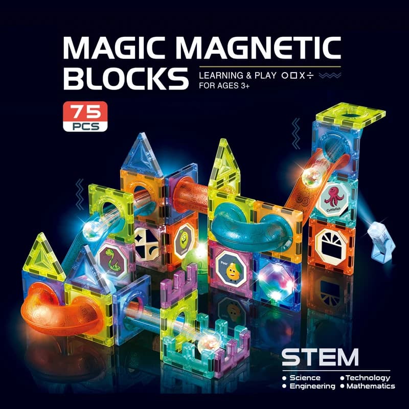 Giocattoli educativi per bambini Blocchi magnetici Piastrelle magnetiche con blocchi magnetici leggeri Giocattolo intelligente Giochi di marmo magnetici F