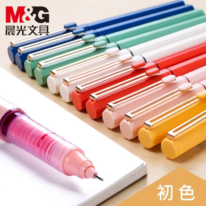 6/12PCS M&G Early Color Series Penna a rullo fluido diretto Penna gel da 0,5 mm Penna per firma