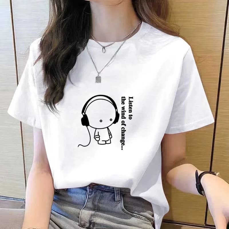 Camicia donna top magliette a maniche corte nuova maglietta coreana per donna girocollo allentato abbigliamento donna maglietta moda donna cartone animato
