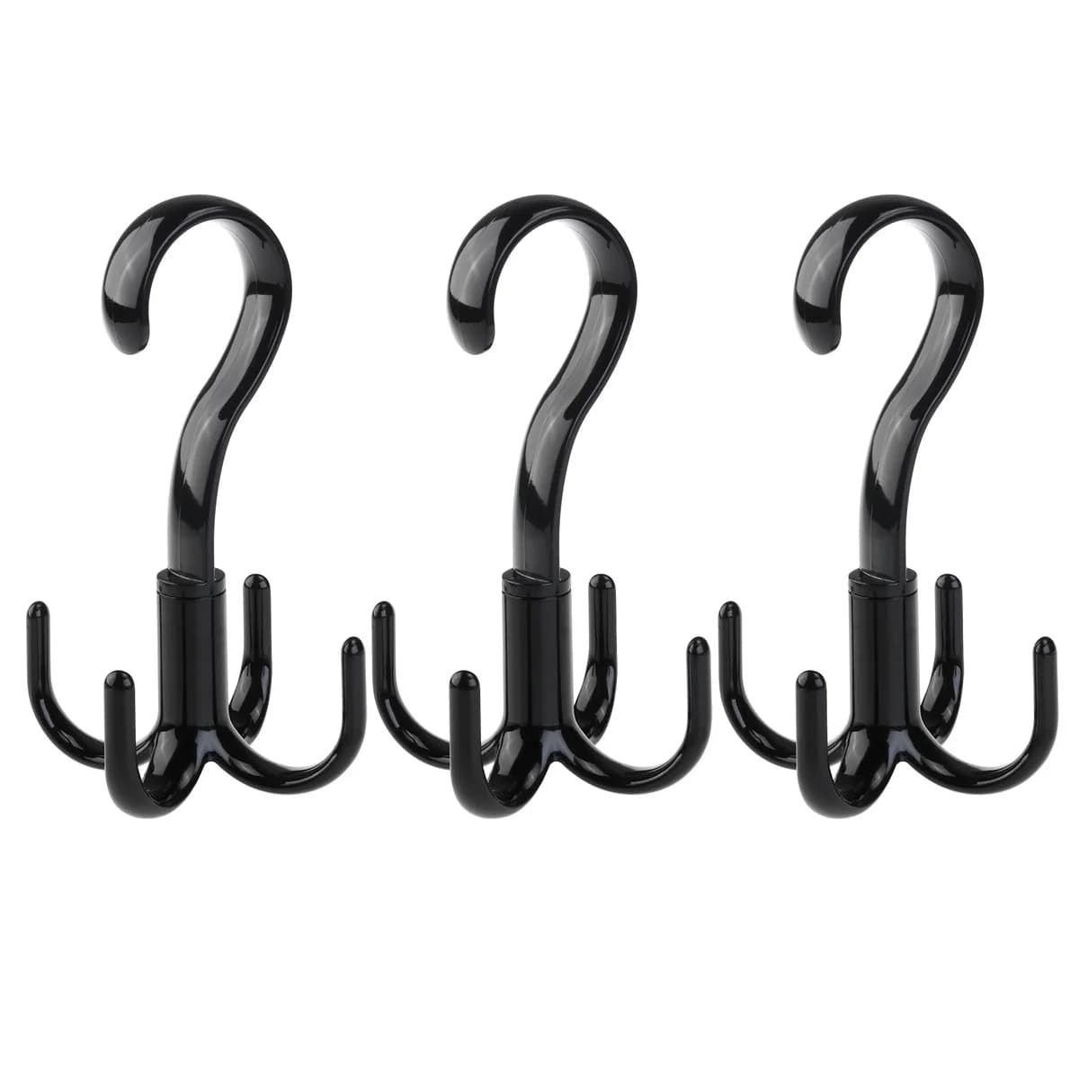 3 Piece Rotating Rack Hook 360 Degree Large Hook Opener Organizer for Wardrobe Scarf Storage Belt