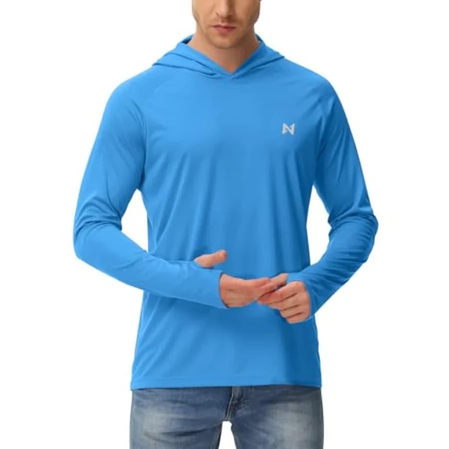 Sun Shirt UPF 50+ Men's Fishing Shirt Long Sleeve UV Protection Hoodie Rash Guard for Swimming Running Hiking Light
