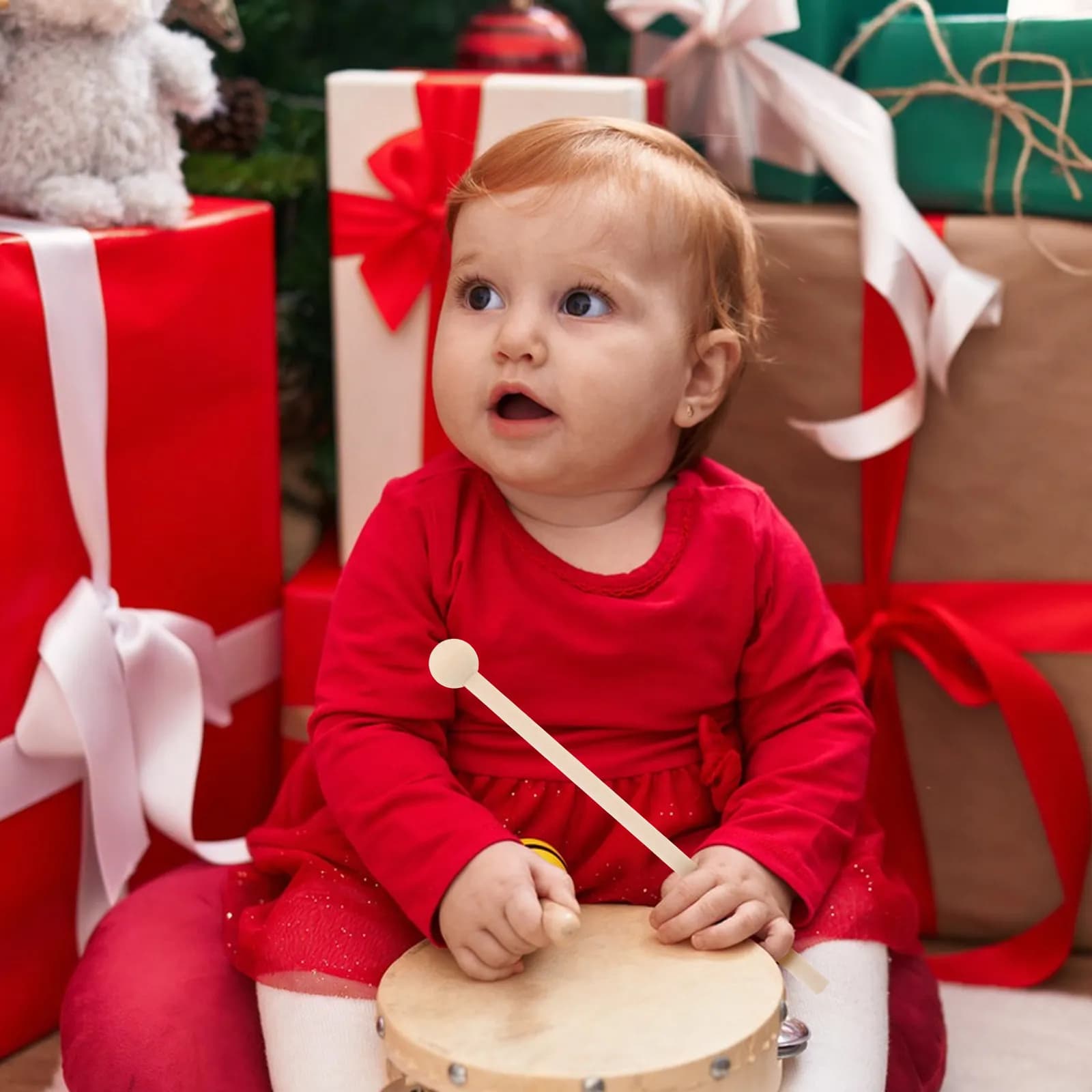 10 Pezzi Bacchette Morbide in Legno per Xilofono, Campanelli e Blocchi Sonori - Bacchette per Percussioni per l'Educazione Musicale della Prima Infanzia