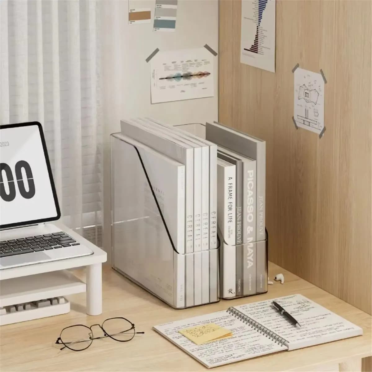 Set di 4 Organizzatori per Archiviazione, Contenitori per Raccoglitori, Buste, Riviste per Casa e Ufficio