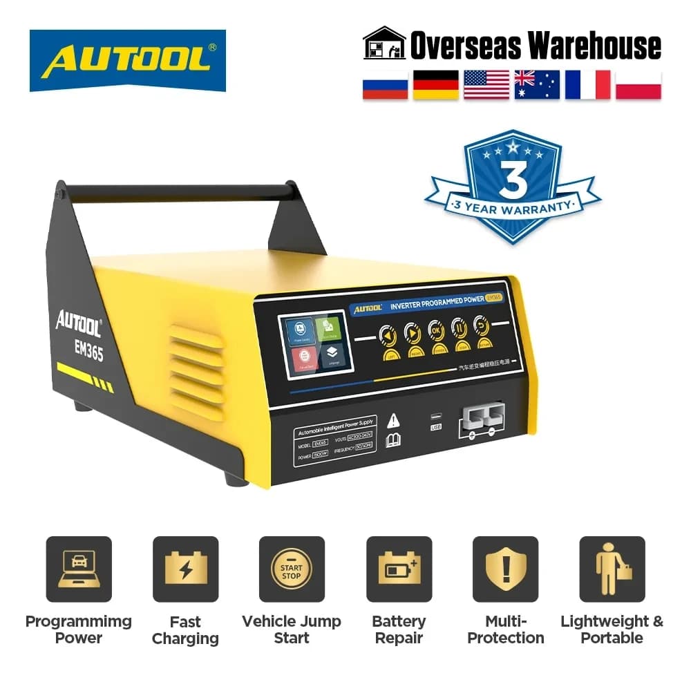 AUTOOL EM365 Programming Power Supply 12V Auto Batter110V 220V 150A Voltage Battery Repair Jump Starter Regulator Vehicle Tool
