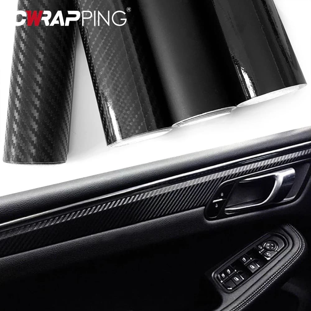 3D Involucro per auto in fibra di carbonio Vinile lucido nero opaco Adesivo autoadesivo Console Computer Custodia per laptop Accessori decorativi