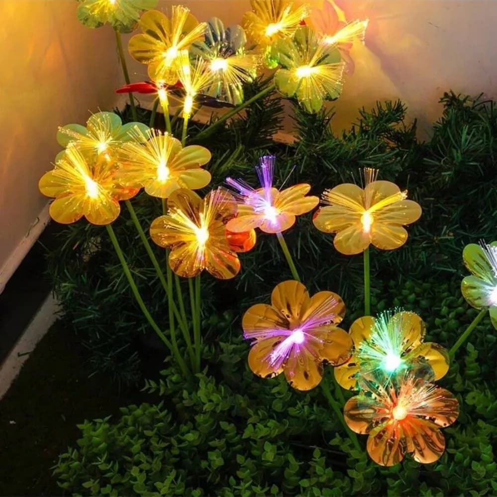 1PC 6 teste fiore in fibra solare luci a LED lampada decorativa impermeabile per esterni, illuminazione paesaggistica per giardino, prato, cortile e regalo di festa