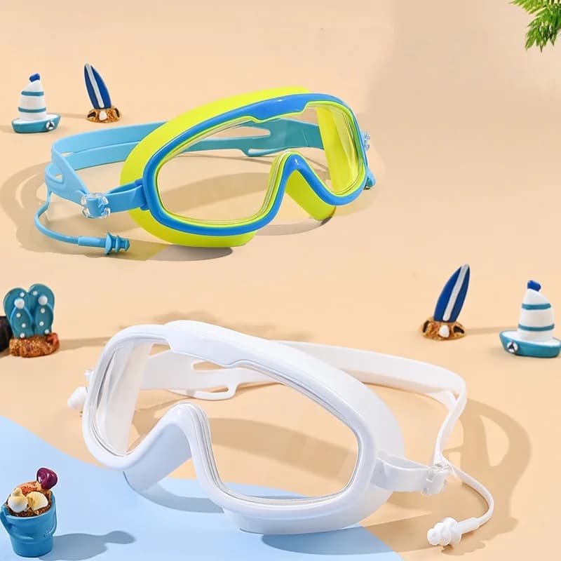 1Pcs Waterproof Children's Swim Goggles Frame HD View Anti-fog Boys And Girls Multi-color Kids Swimming Goggles With Earplug