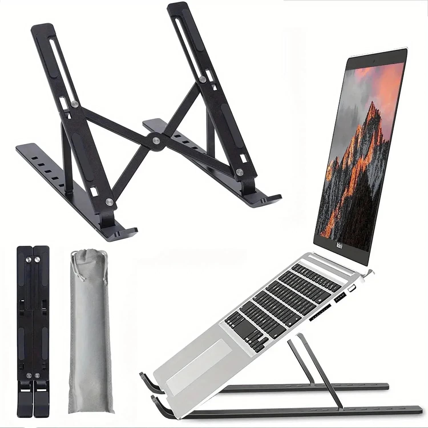 10-Level Adjustable Laptop Stand Foldable Portable Notebook Holder ABS Cooling Bracket For MacBook Air Pro HP Dell Lenovo