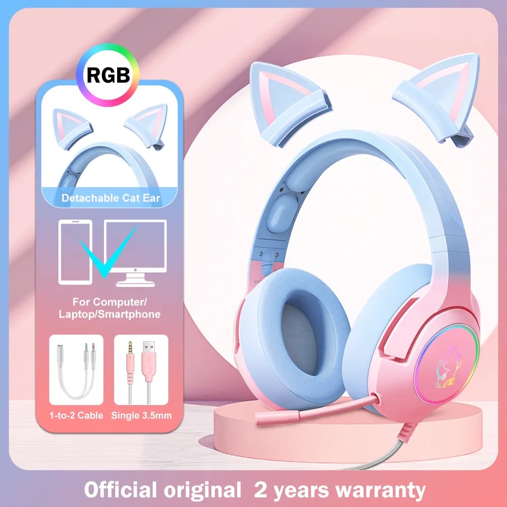 ONIKUMA K9 blurred game headphones with RGB dynamic headphones for HD microphone headphones for PC gaming computer