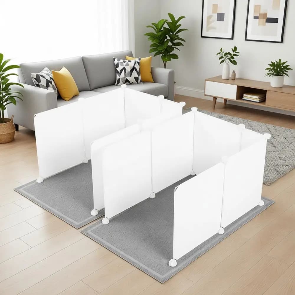 Set Lettiera per Gatti Extra Large con Recinto e Protezione Anti-Schizzi 27x20 Pollici | Tappetino per lettiera per gatti di grandi dimensioni | Facile da Pulire (Bianco)
