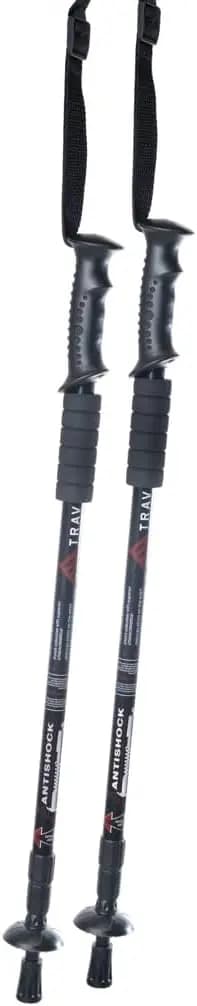 Foldable trekking poles with tungsten tip, adjustable aluminum trekking poles for all terrain