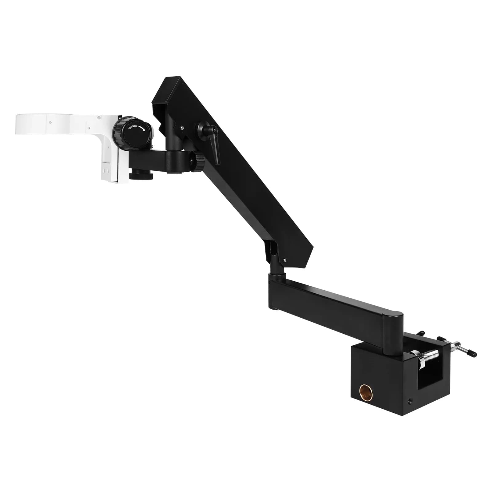 Supporto a morsetto articolato regolabile in altezza per microscopi stereo